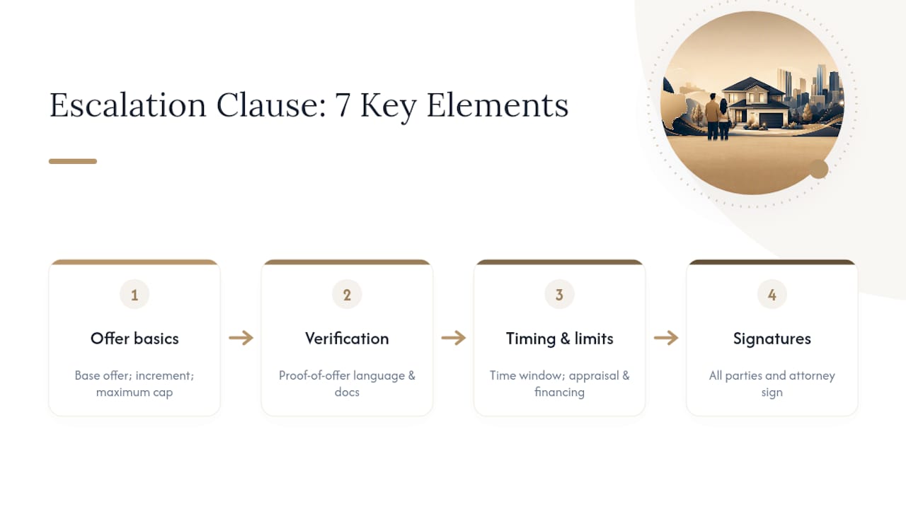 Diagram showing seven parts of Texas escalation clause