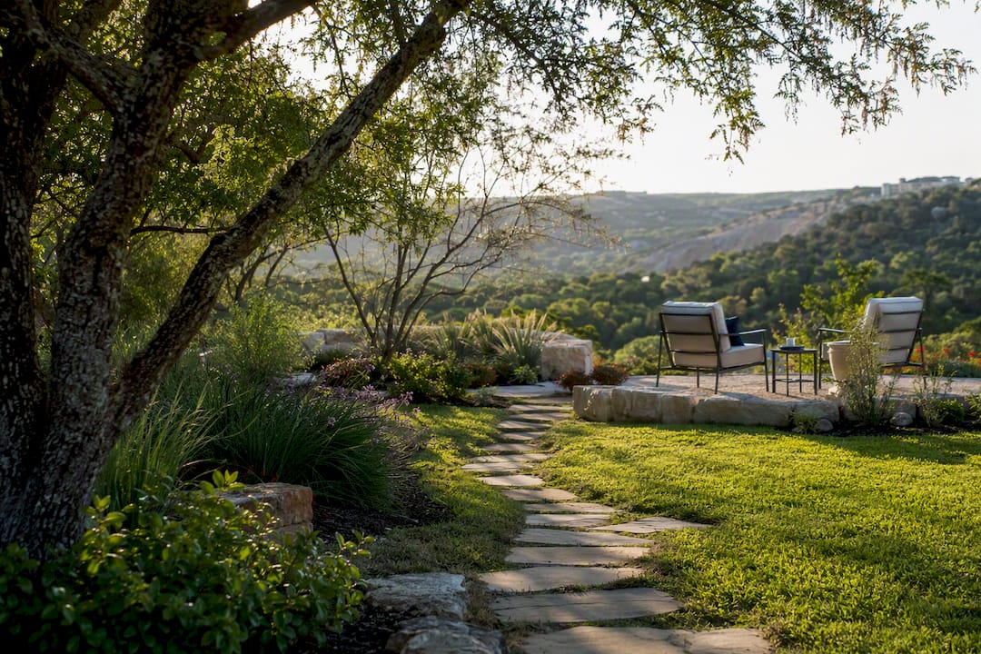 Peaceful backyard garden with Texas native plants
