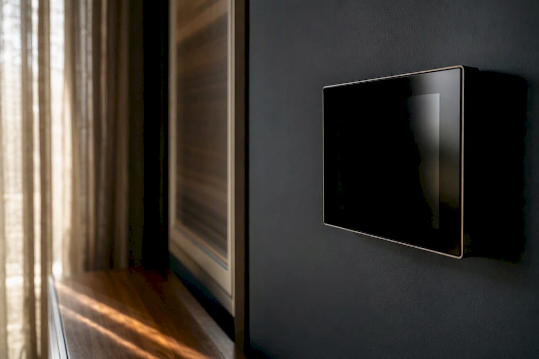 Smart home control panel in luxury home interior