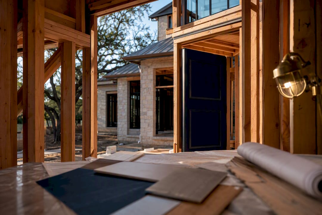 Austin custom home under architectural construction