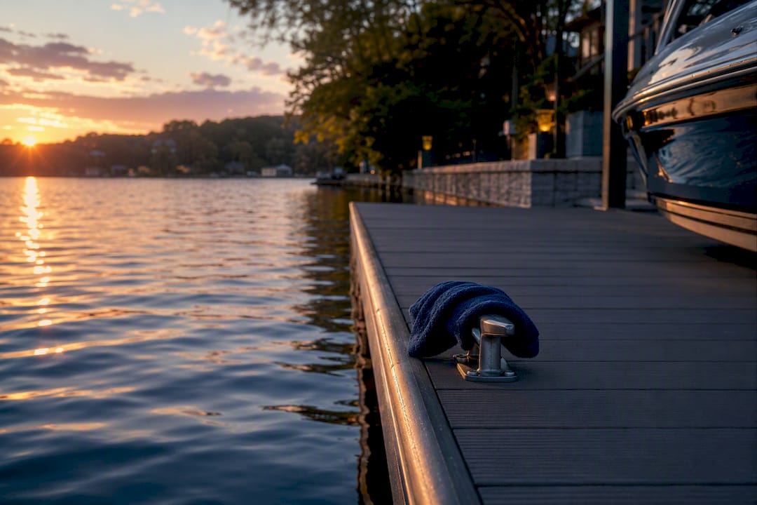 Private Lake Austin dock at sunrise
