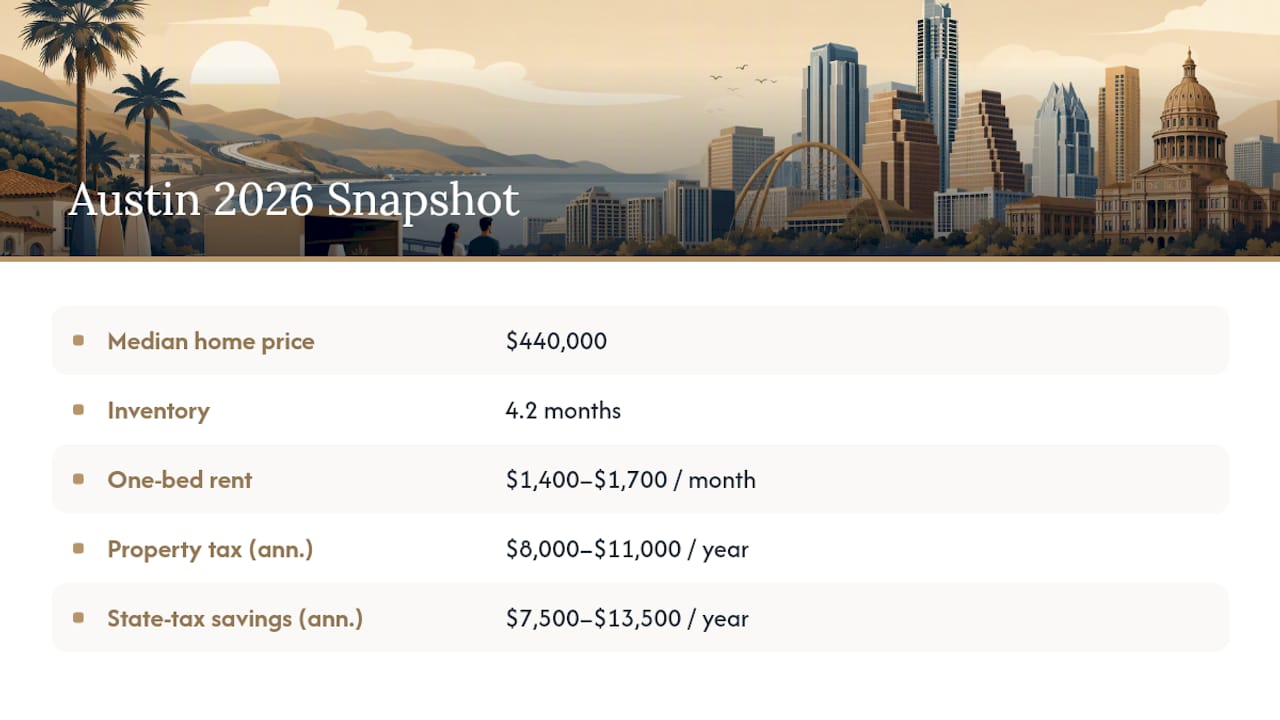 Austin relocation housing rent and tax figures