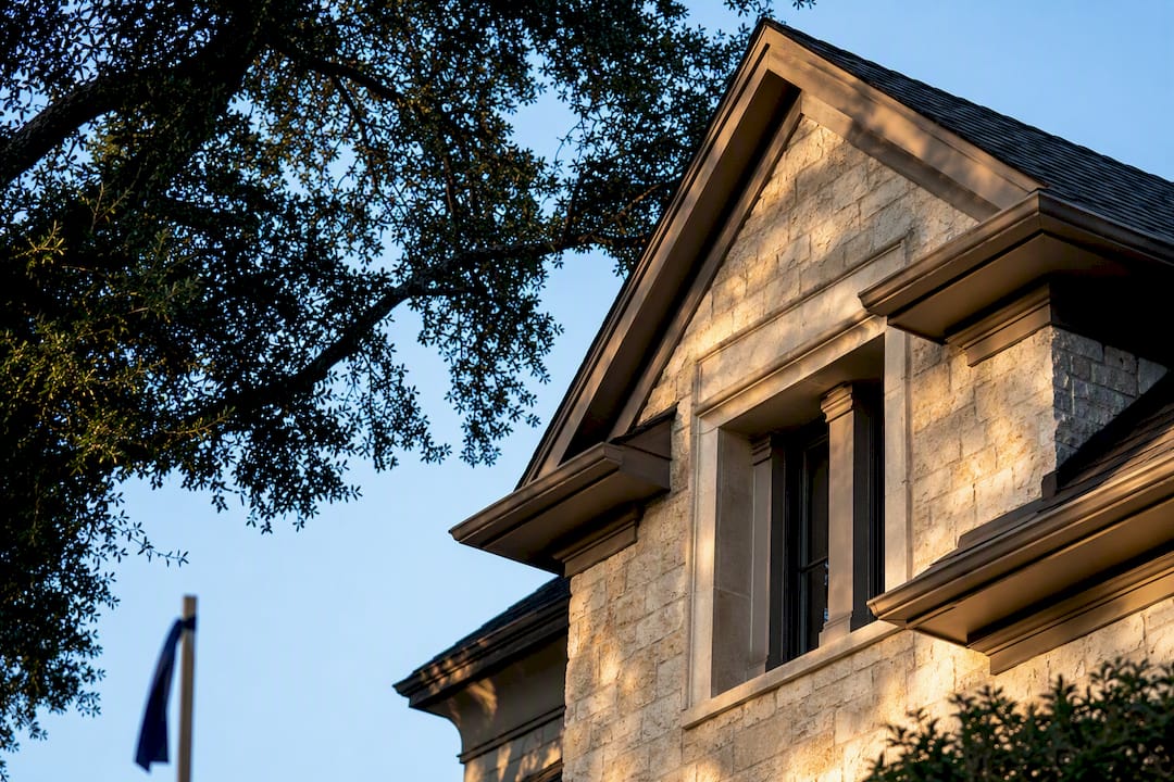 Cropped Austin home roofline under review