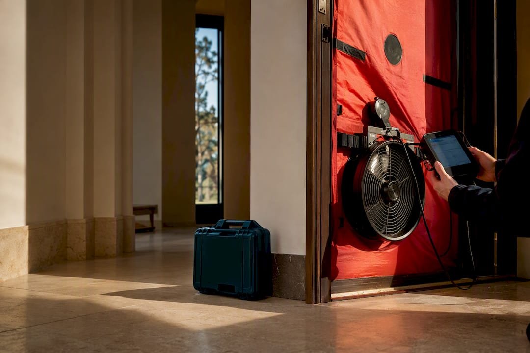 Energy rater testing Austin home efficiency
