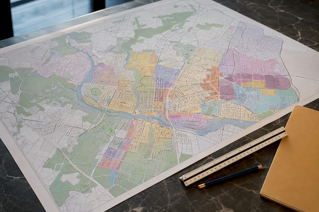 Austin zoning map with parcel boundaries