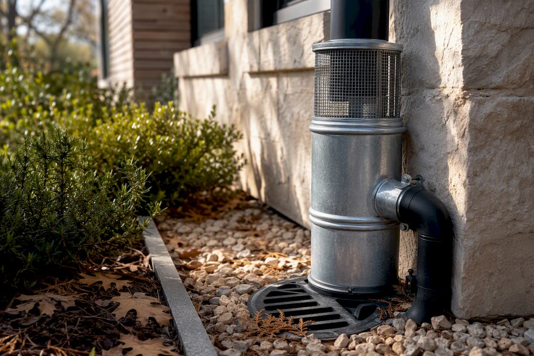 First-flush diverter on rainwater downspout