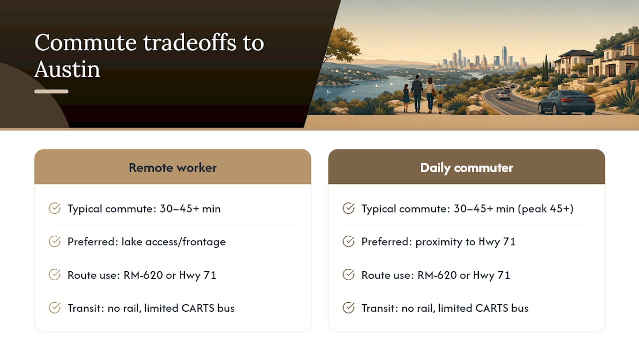 Lakeway commute times and route comparison