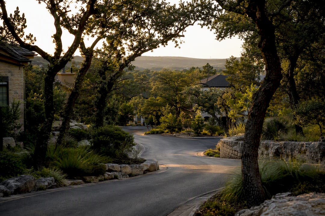 Hill Country streetscape with varied home settings