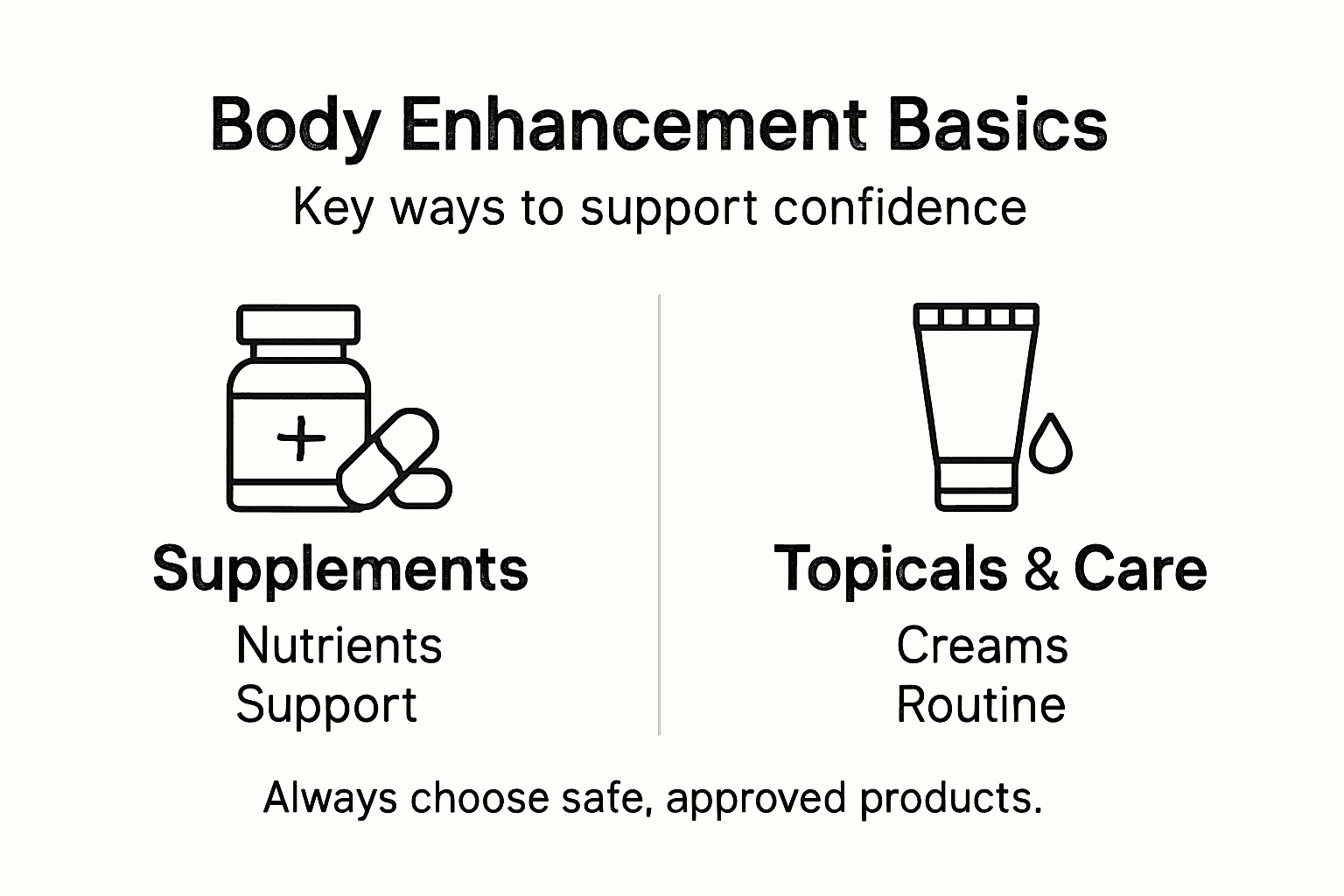 Infographic showing body enhancement approaches