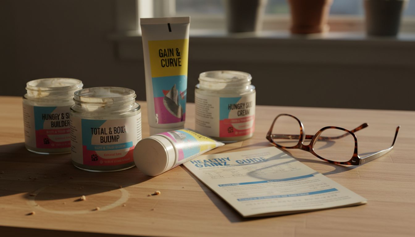 Assorted jars and creams on kitchen counter