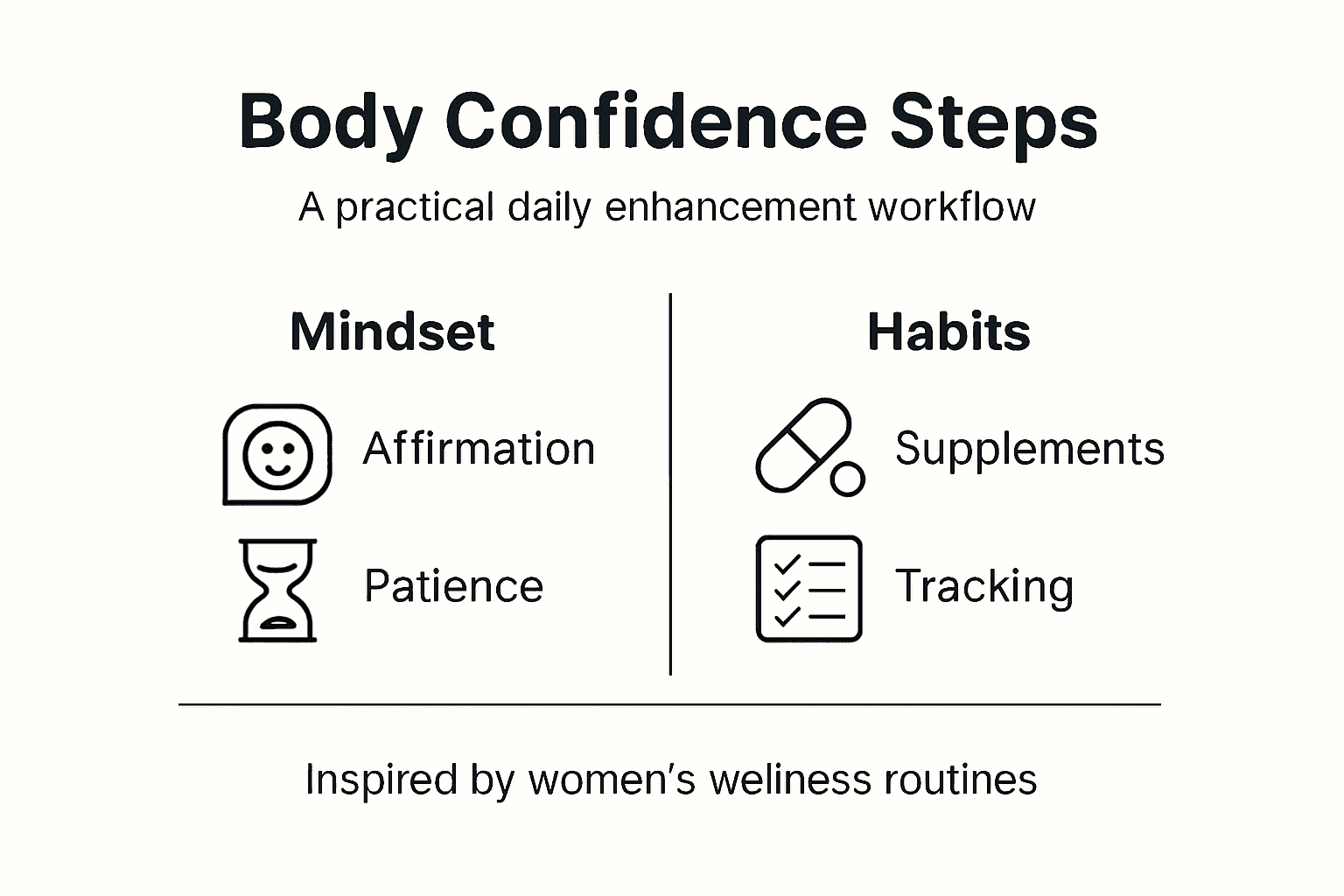 Infographic summarizing body confidence workflow