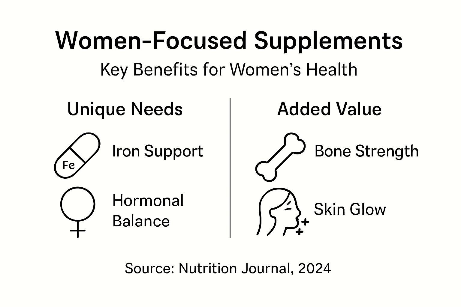 Infographic about women-focused supplement benefits