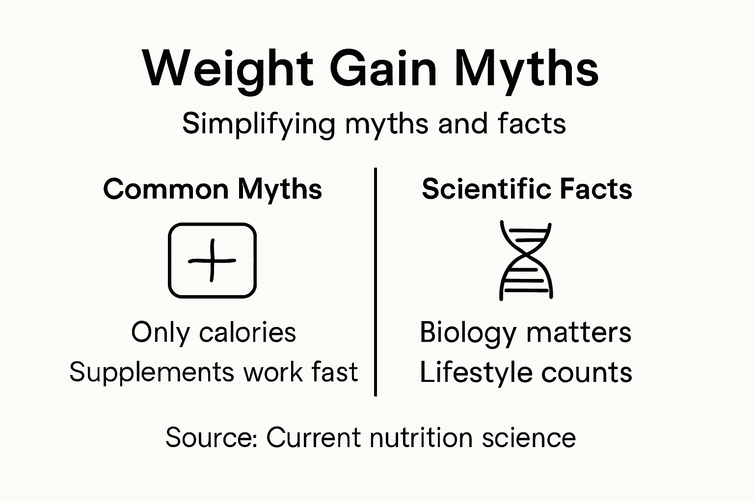 Infographic about weight gain myths and facts