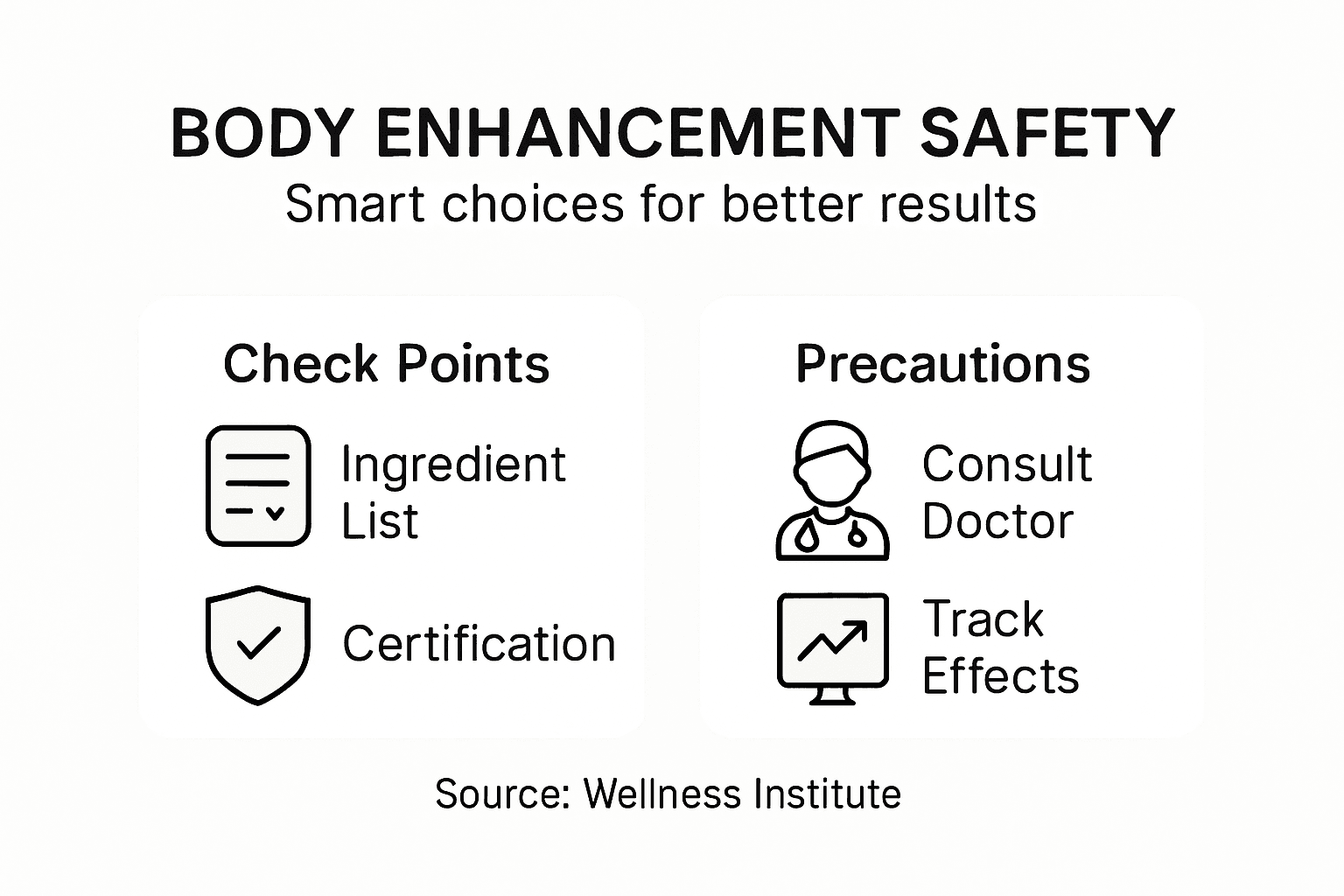 Infographic on body enhancement product safety checks