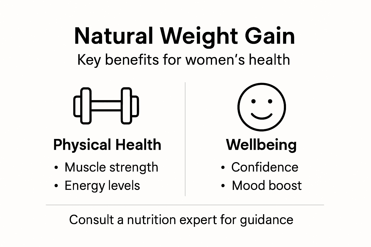 Infographic on natural weight gain benefits for women