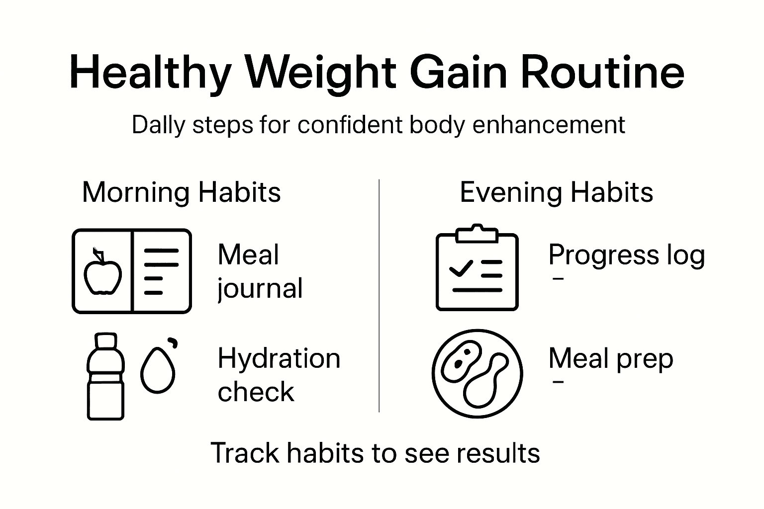 Infographic with daily weight gain routine steps