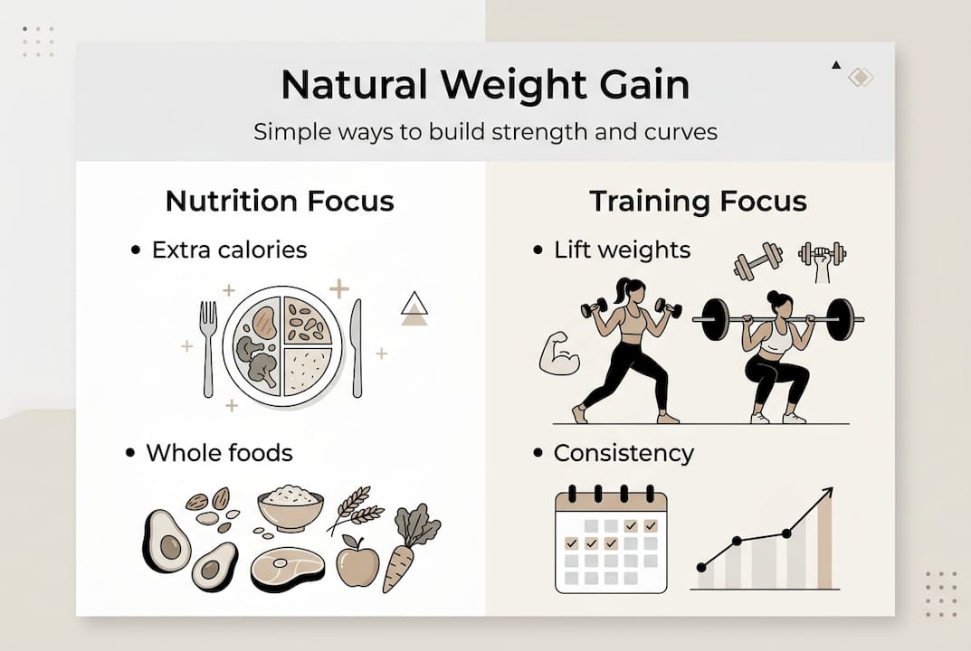 Infographic showing healthy weight gain steps