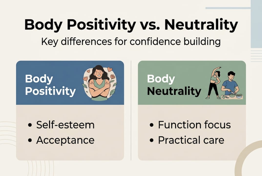 Infographic comparing body positivity and neutrality