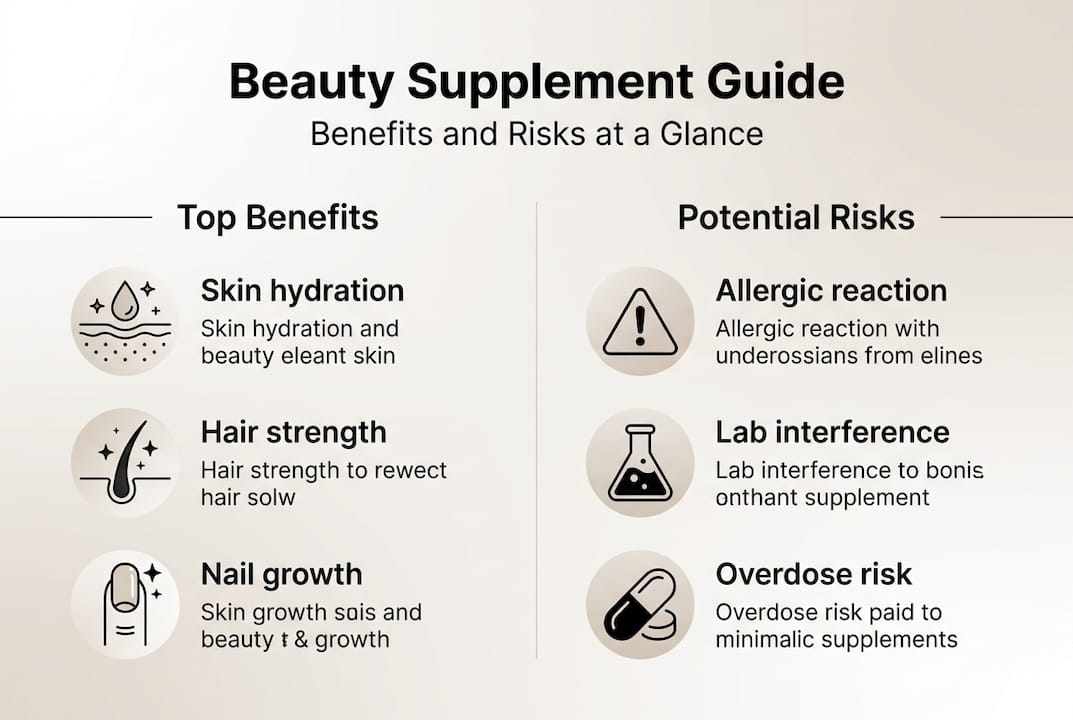 Infographic summarizing beauty supplement pros and cons