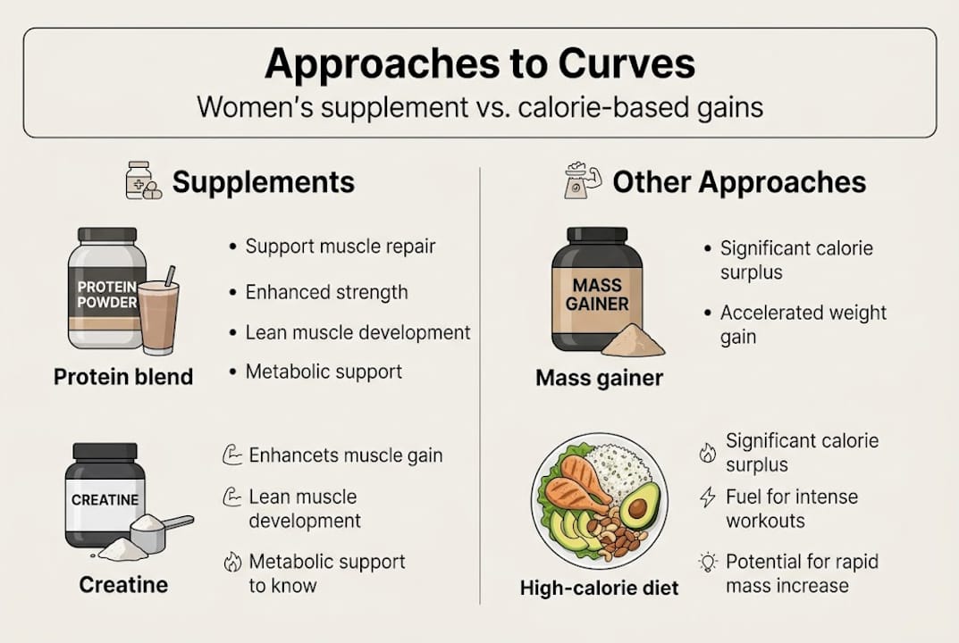 Infographic comparing supplements and gain strategies