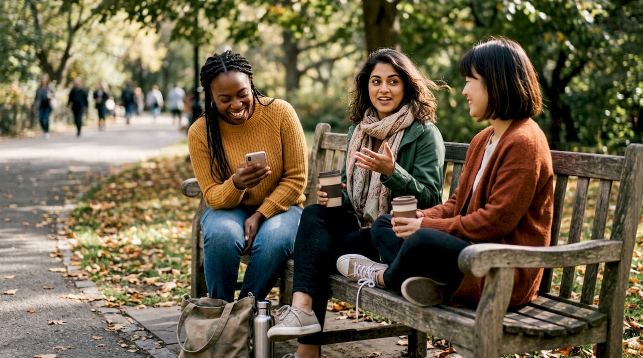 Women support each other body positivity outdoors