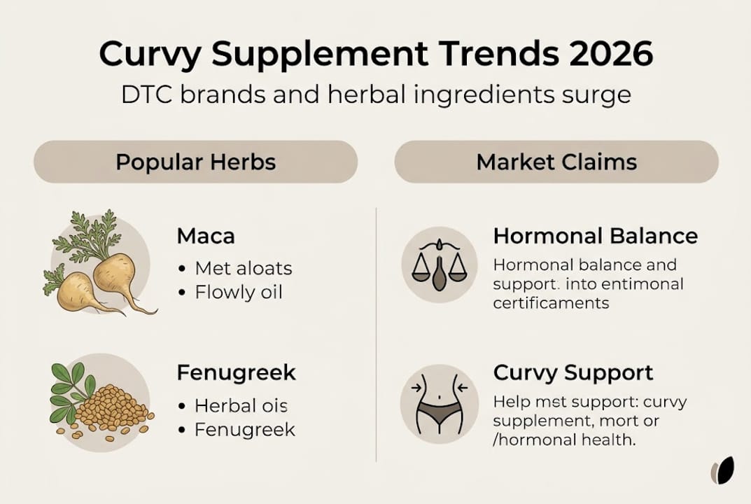 Infographic showing curvy supplement trends and ingredients