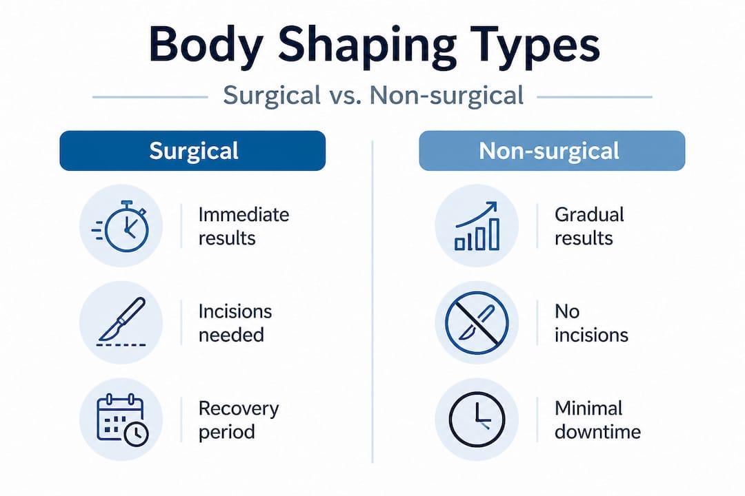 Infographic comparing surgical versus non-surgical body shaping