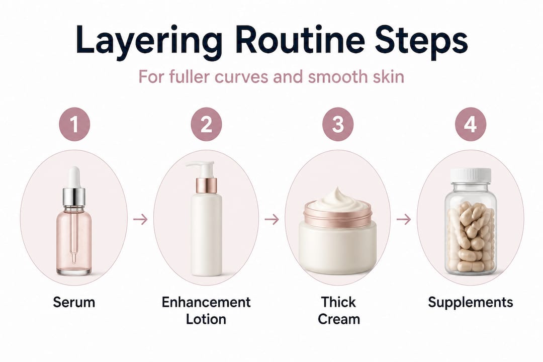 Infographic product layering steps routine