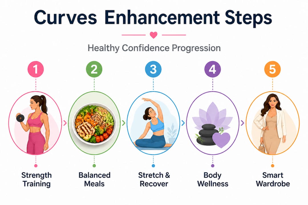 Infographic showing step-by-step curves enhancement process