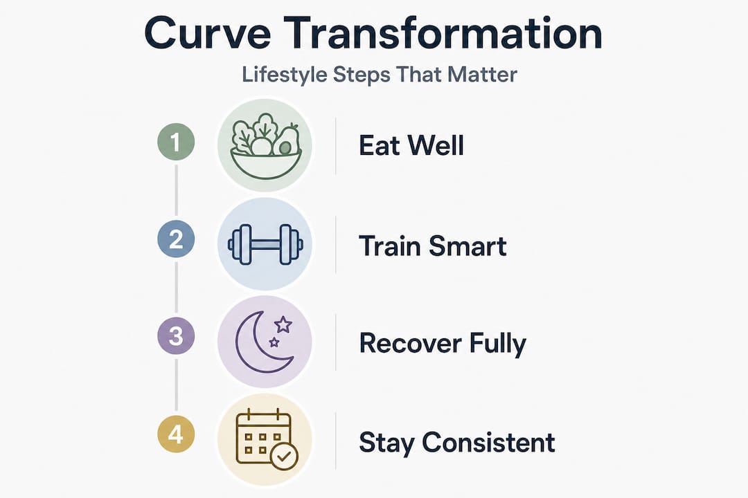Infographic with steps for curve transformation