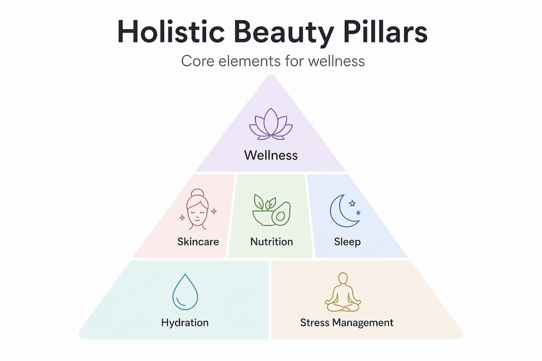 Hierarchy infographic showing beauty wellness pillars