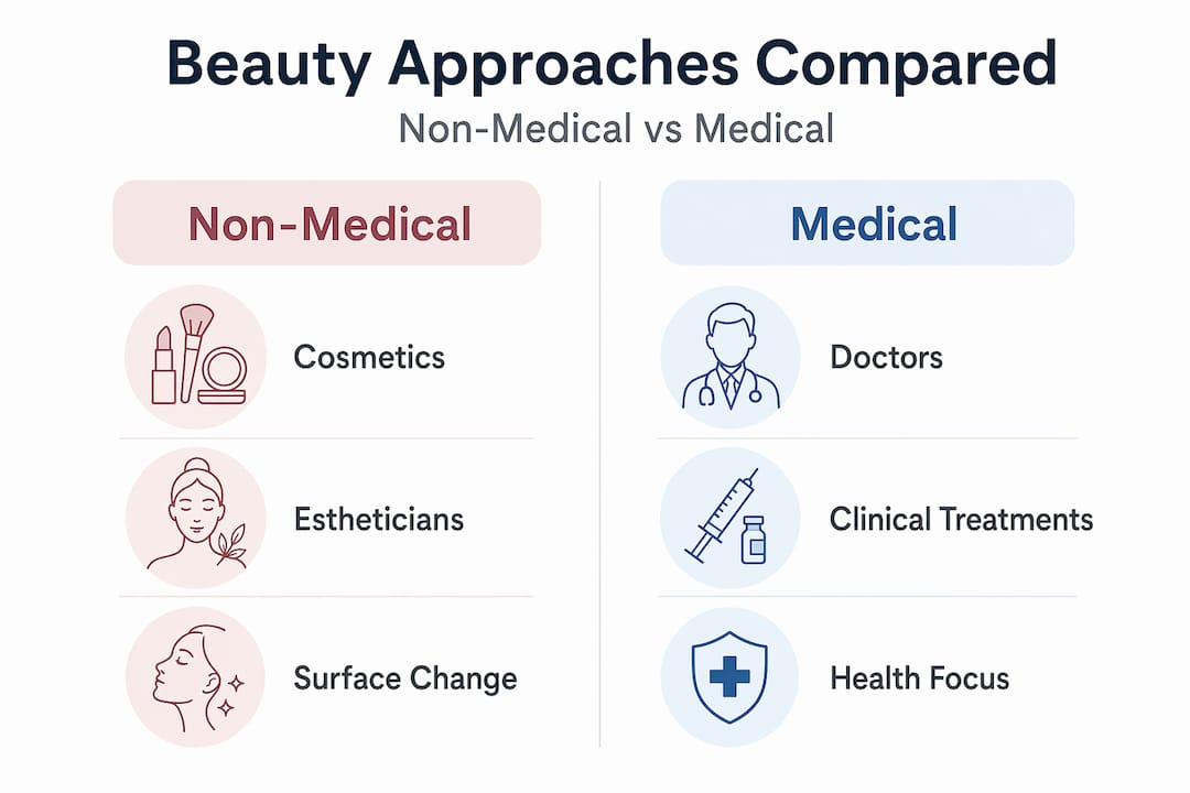 Infographic comparing non-medical and medical beauty
