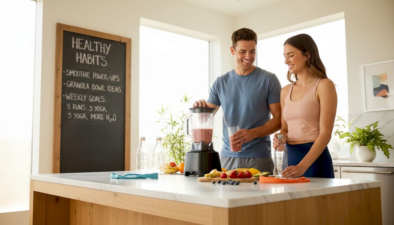 Preparing healthy smoothies after workout