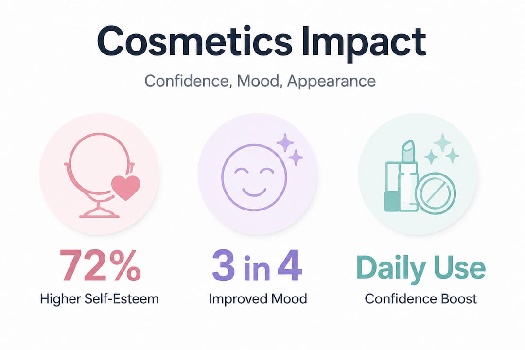 Infographic showing cosmetic use boosts confidence and mood