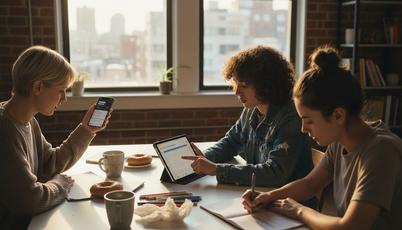 Friends using group app to plan hangout