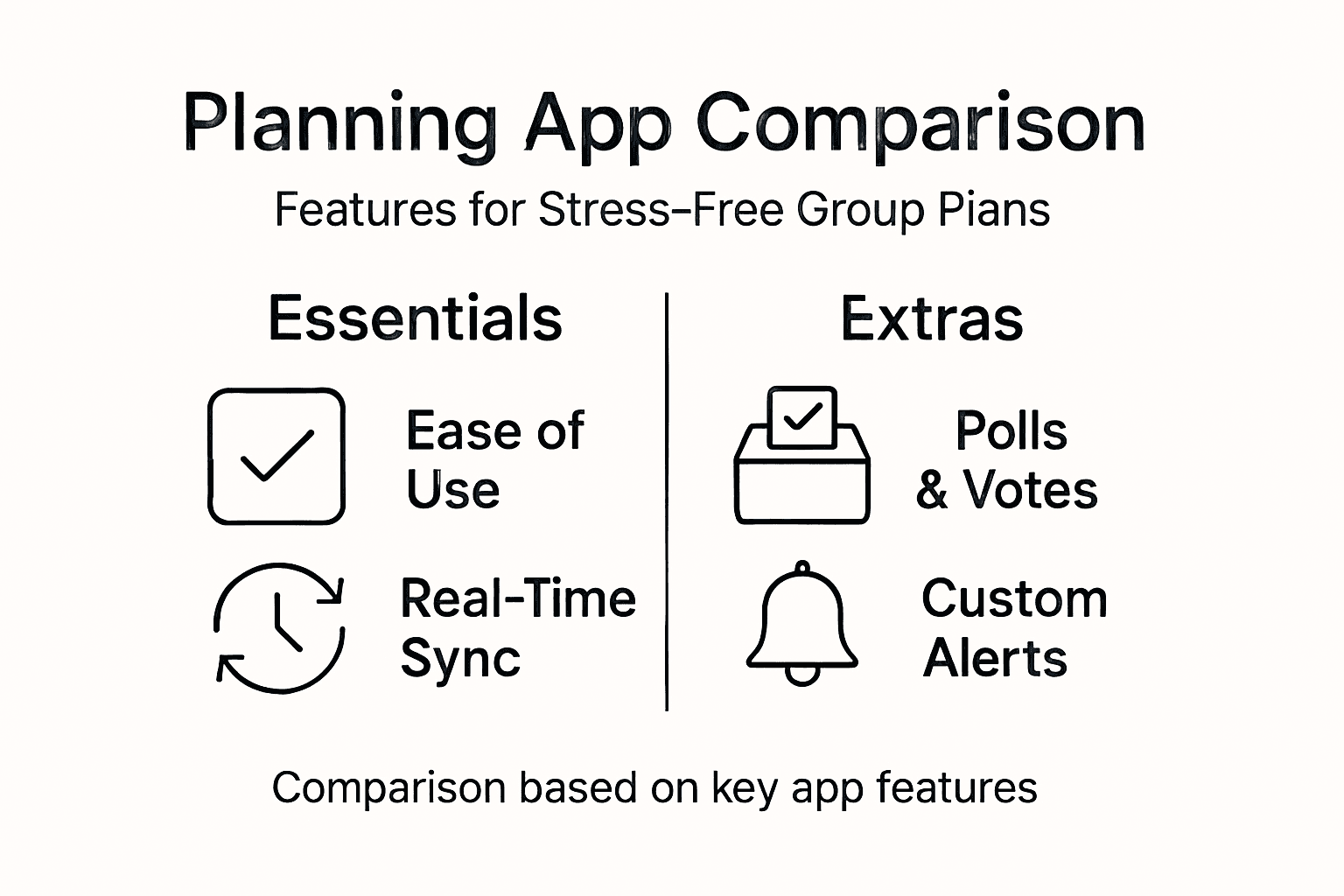 Infographic comparing group planning app features