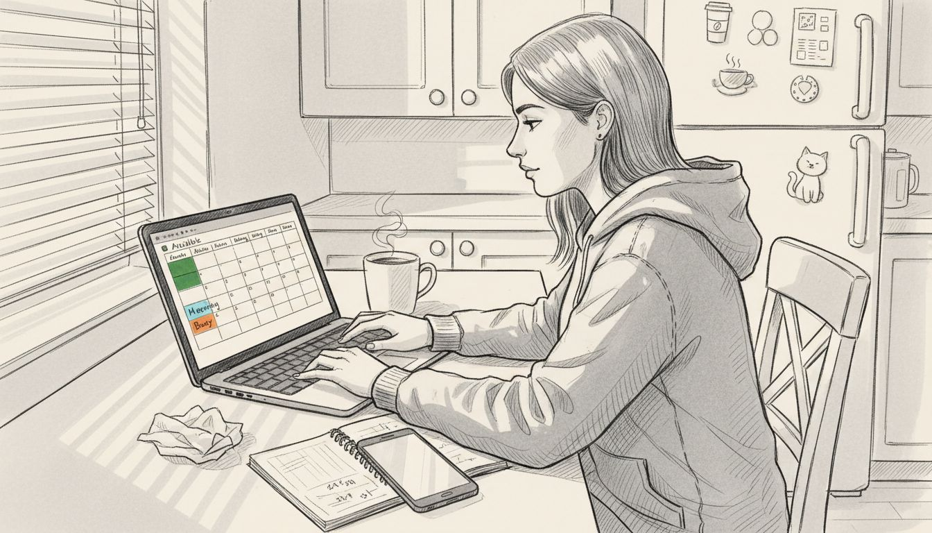 Woman using scheduling tool for planning