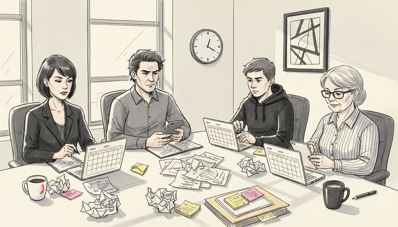 Group frustrated over chaotic meeting planning