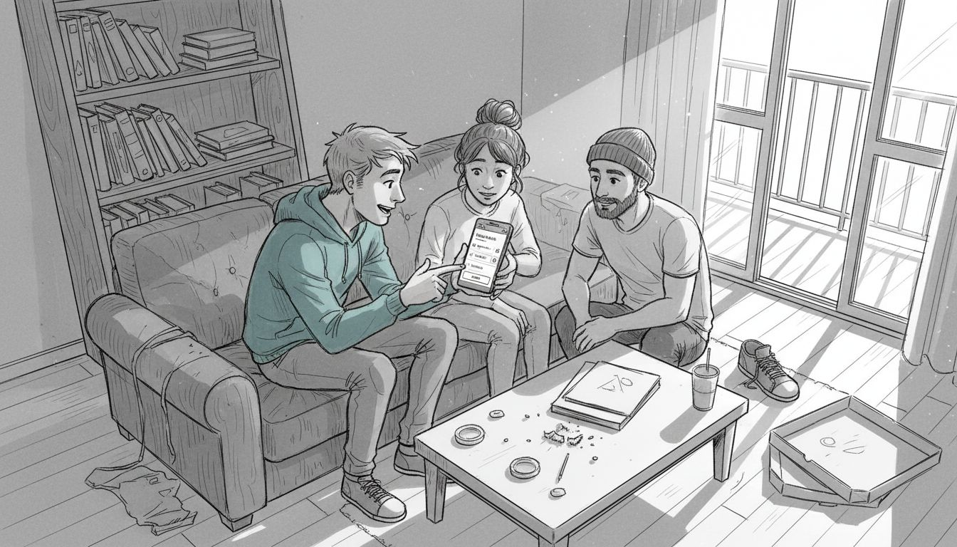 Person showing group scheduling app demo