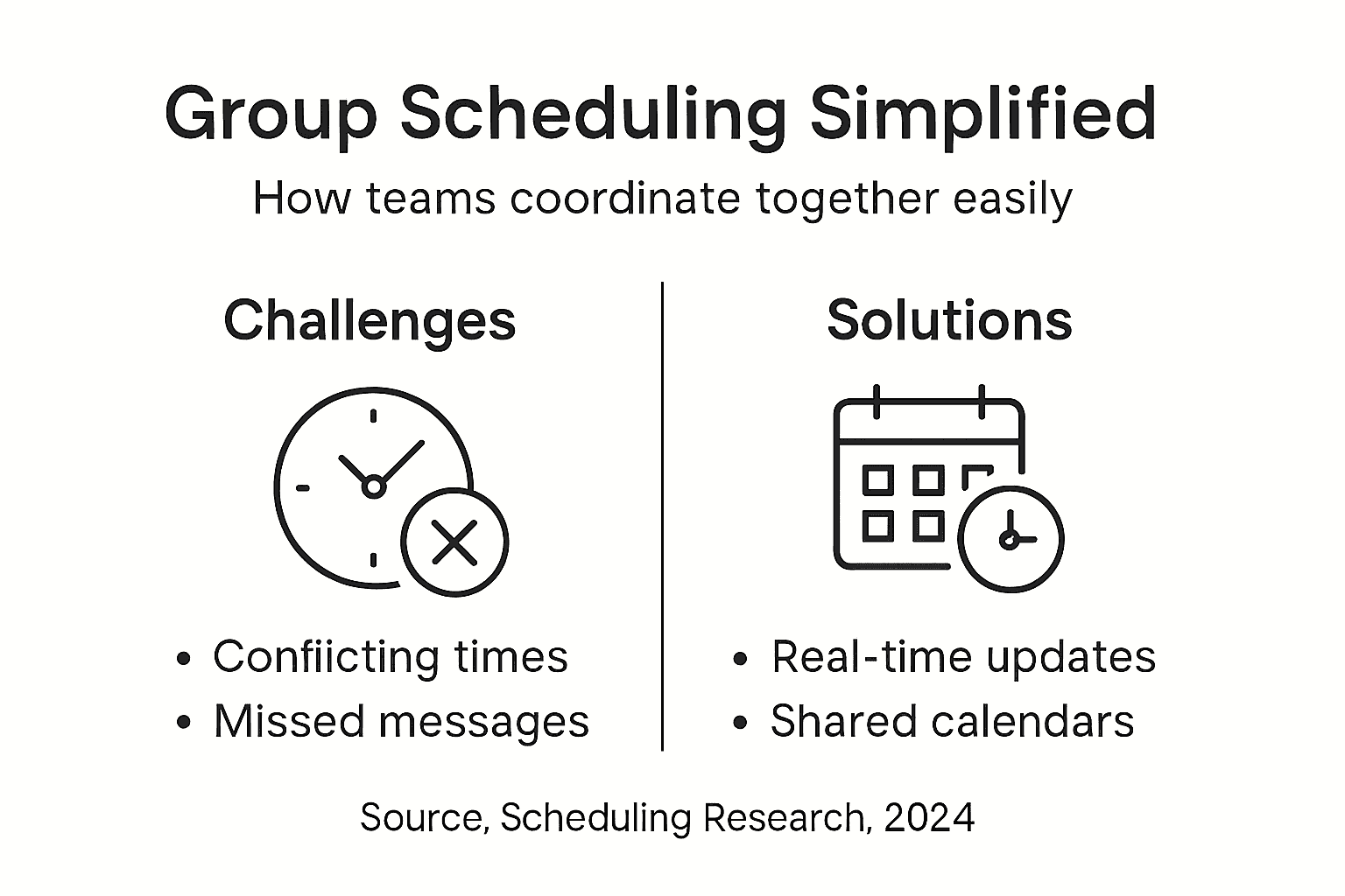 Infographic about group scheduling challenges and solutions