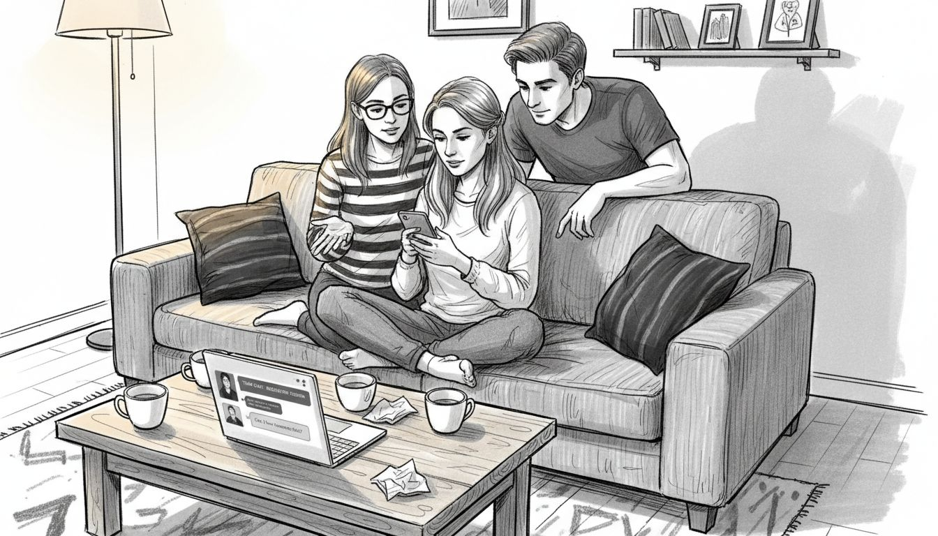 Friends resolving conflict on group chat