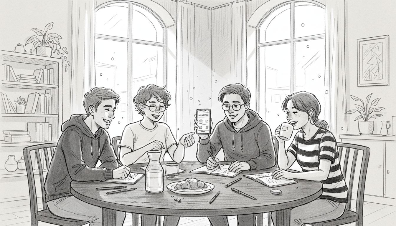 Friends using app for group social planning