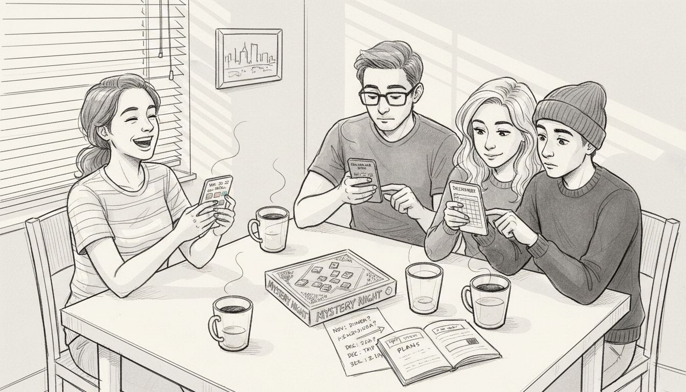 Friends planning event with scheduling app