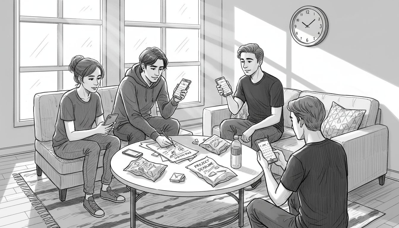 Small group planning with phones and calendars