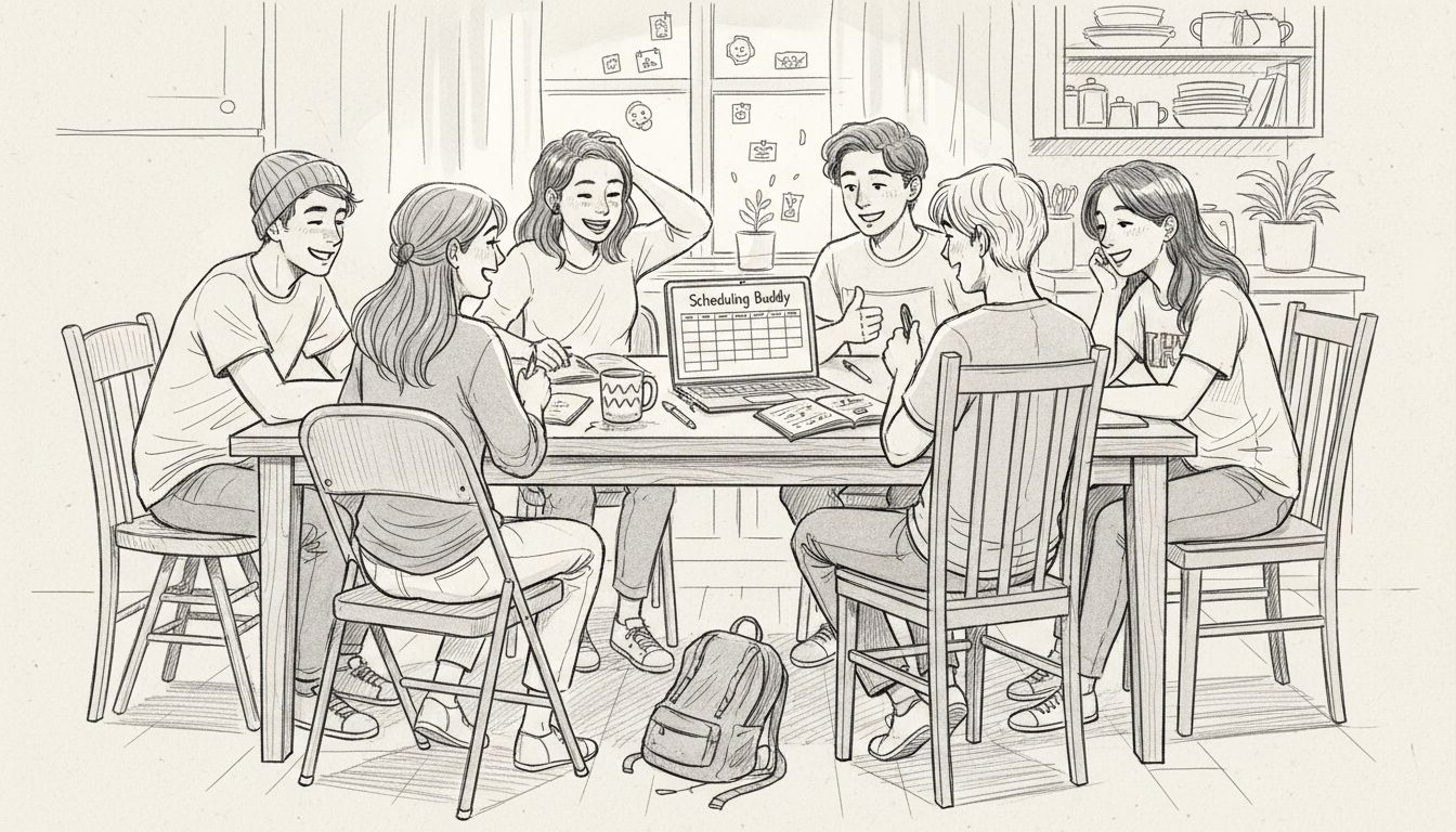 Students using scheduling tool to reduce stress