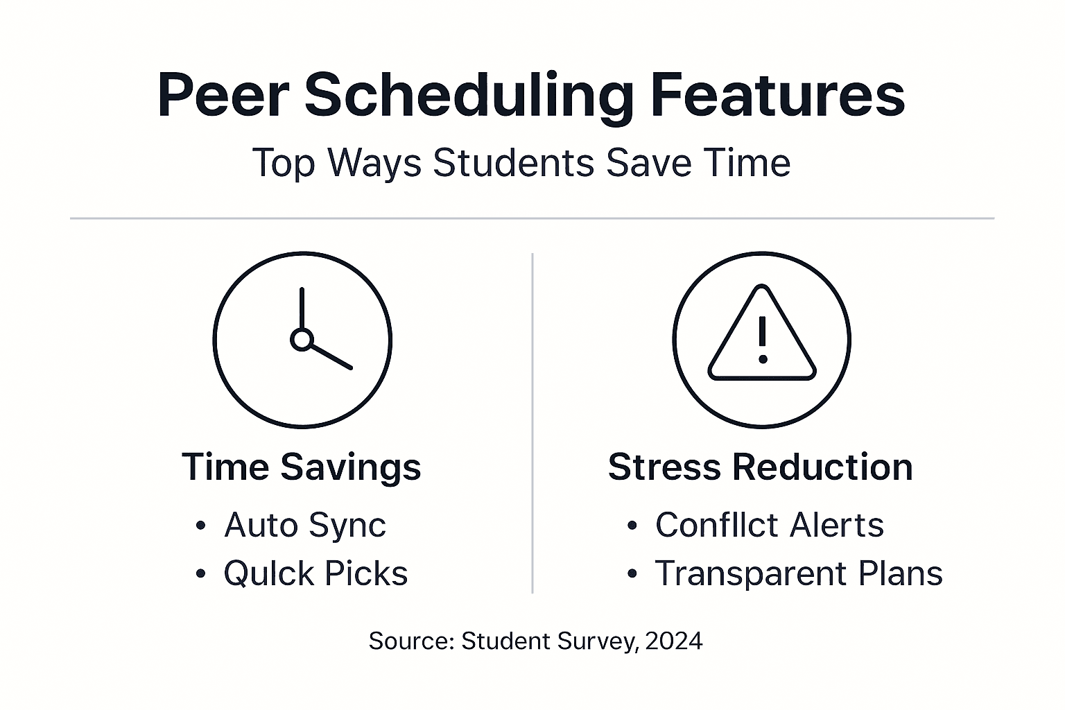 Infographic showing peer scheduling top features