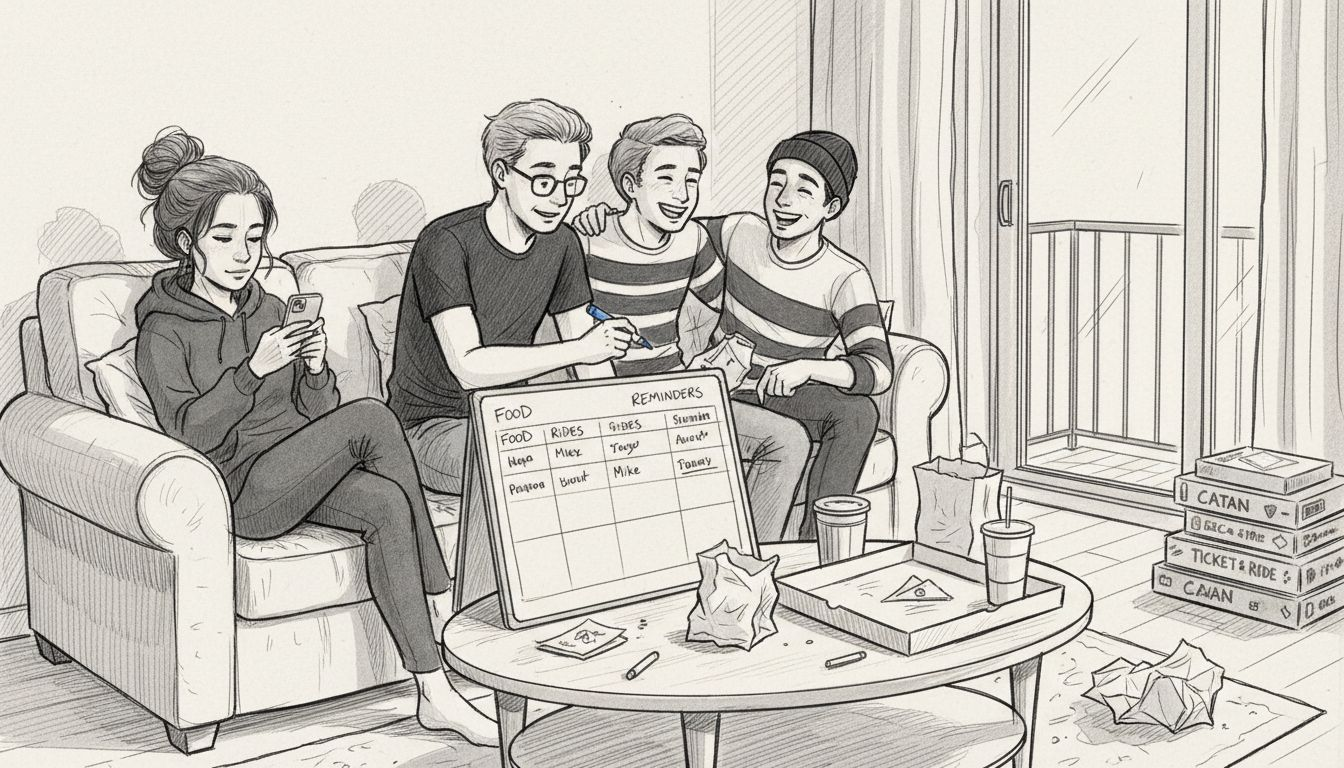 Friends assigning hangout planning roles together