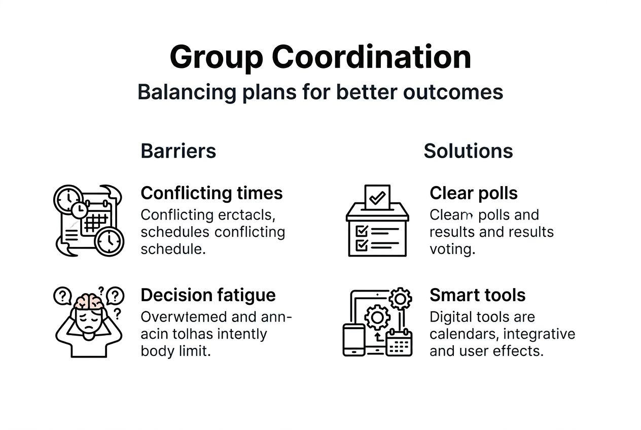 Infographic showing barriers and solutions for group planning