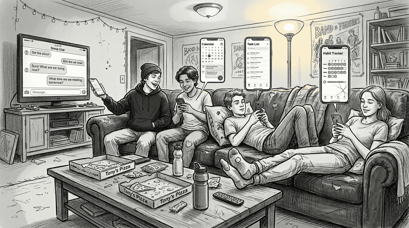 Teens use phones for casual group coordination