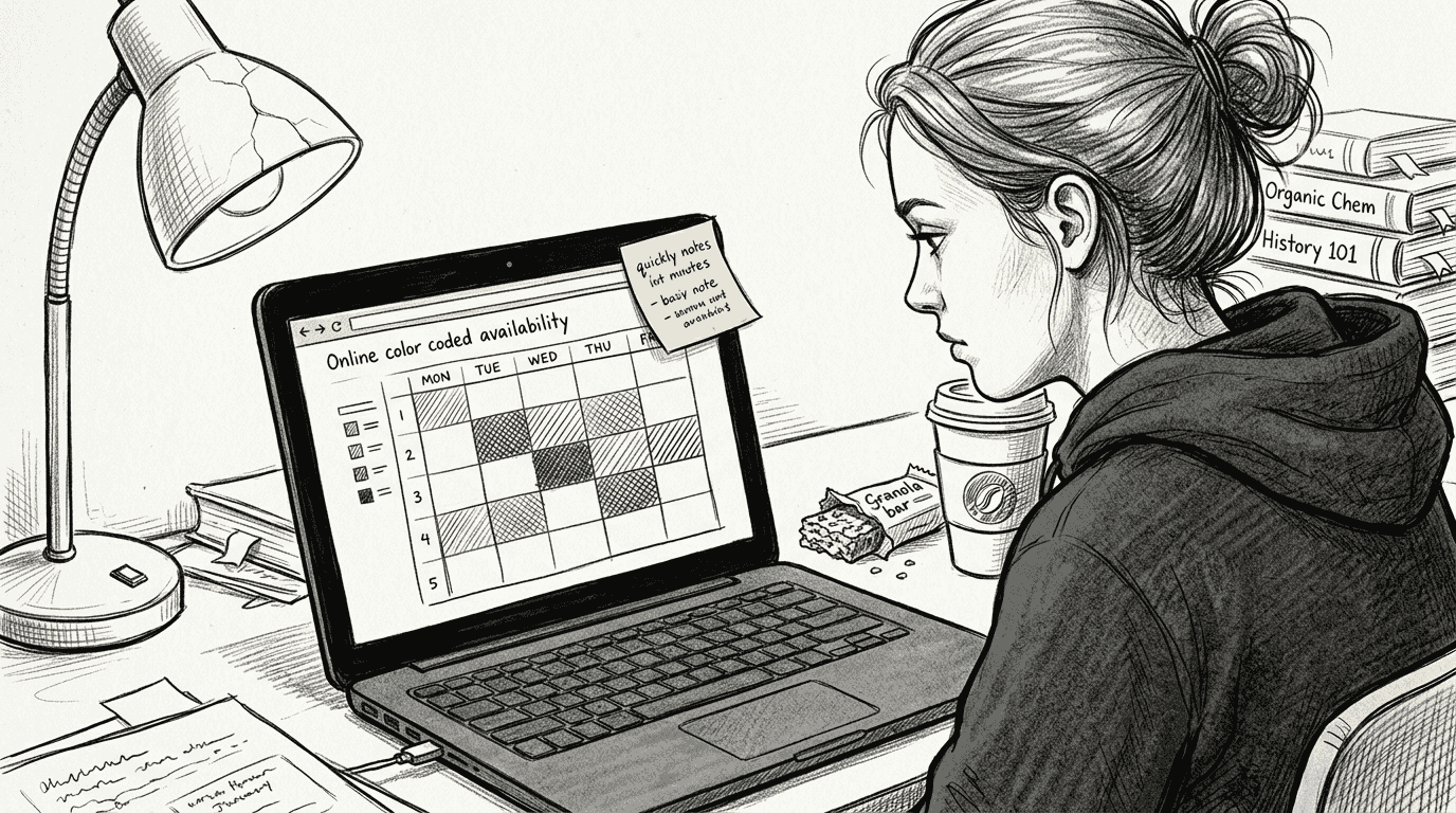 Student analyzing online availability grid